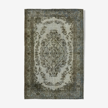 Tapis vintage anatolien 1980 1980 193 cm x 288 cm gris noué