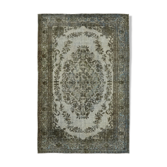 Hand-Knotted Vintage Anatolian 1980s 193 cm x 288 cm Grey Rug
