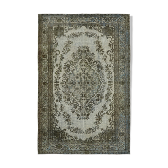 Tapis vintage anatolien 1980 1980 193 cm x 288 cm gris noué