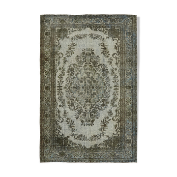 Hand-Knotted Vintage Anatolian 1980s 193 cm x 288 cm Grey Rug