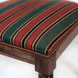 Set of six dining room chairs of oak and upholstered with striped fabric, 1920s