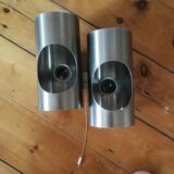 Set of Oxar brand wall lights in chromed steel