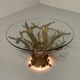 Illuminated brutalist coffee table dark brass 1960’s