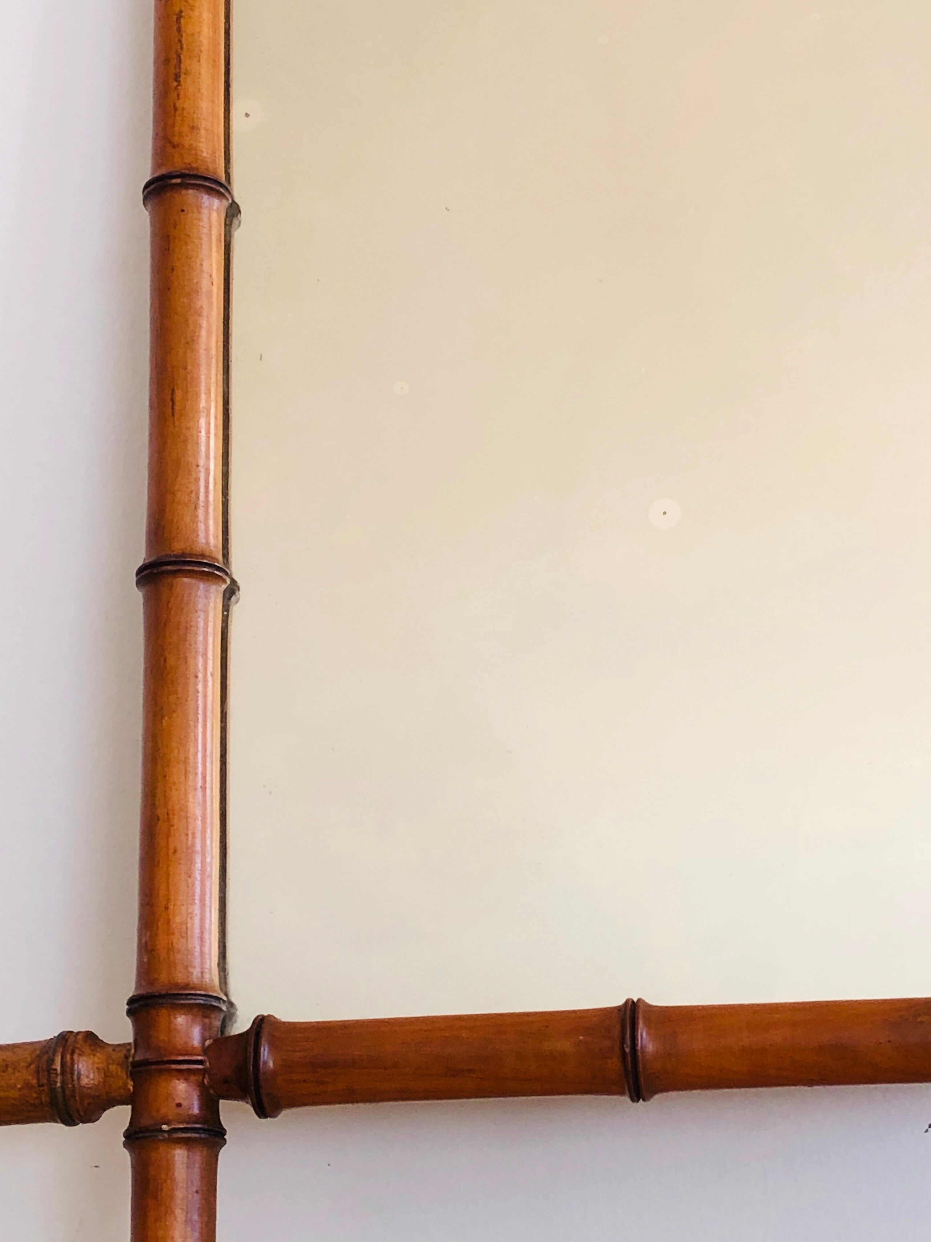 Fake bamboo wooden mirror 91 x 68 cm