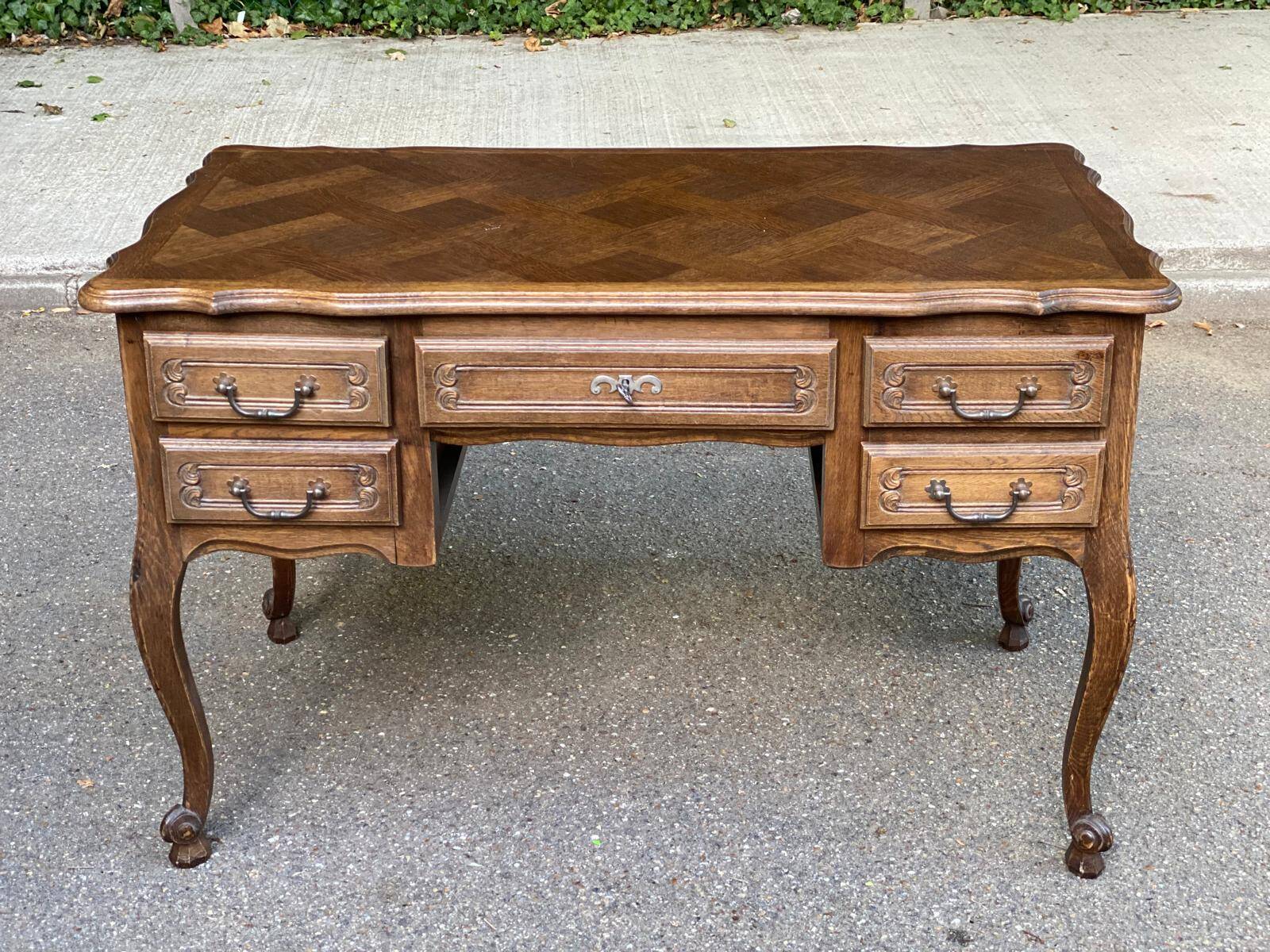 Louis XV style oak center desk
