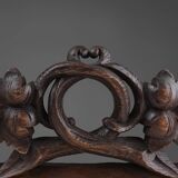 Fronton en chêne avec feuilles de chêne sculptées à la main, France vers 1850