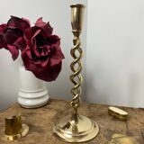 Twisted brass candle holder
