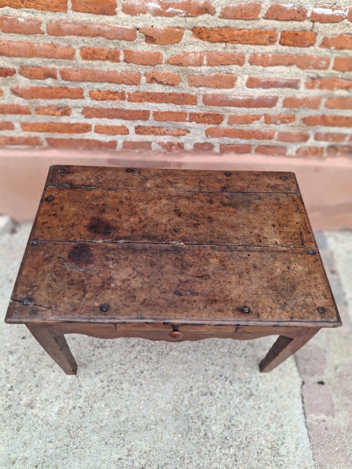 rustic Louis XV coffee table solid walnut 18th century