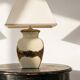 Large vintage Italian lamp in cracked ivory ceramic with gilding.