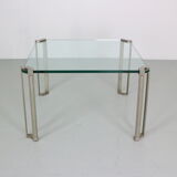 Peter Ghyczy for Ghyzcy Square Glass Coffee Table, 1970's Hollywood Regency