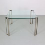 Peter Ghyczy for Ghyzcy Square Glass Coffee Table, 1970's Hollywood Regency