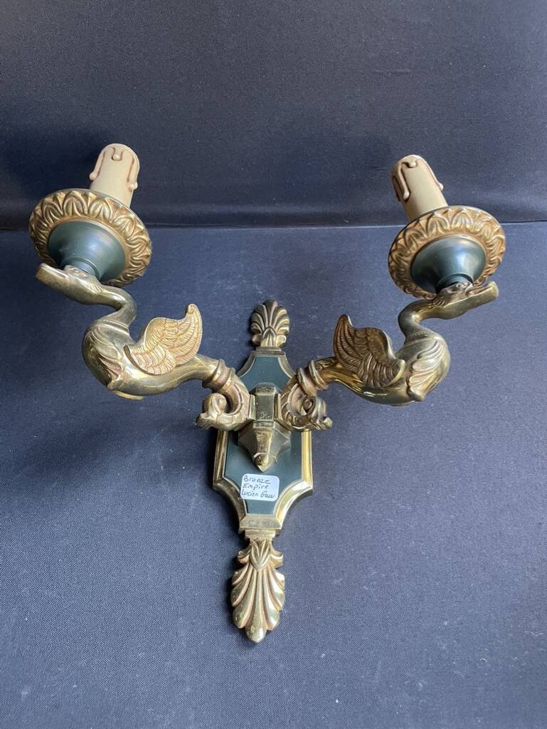 Pair of bronze wall lights – Empire style – Maison Lucien Gau