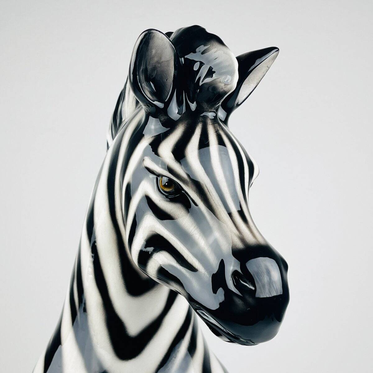 Large ceramic zebra sculpture from Bassano, Italy, 2000s.