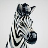 Large ceramic zebra sculpture from Bassano, Italy, 2000s.
