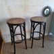 Paire de tabourets de bar cannés , en bois courbé
