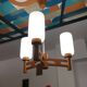 Lustre en bois et opaline République Tchèque 1970