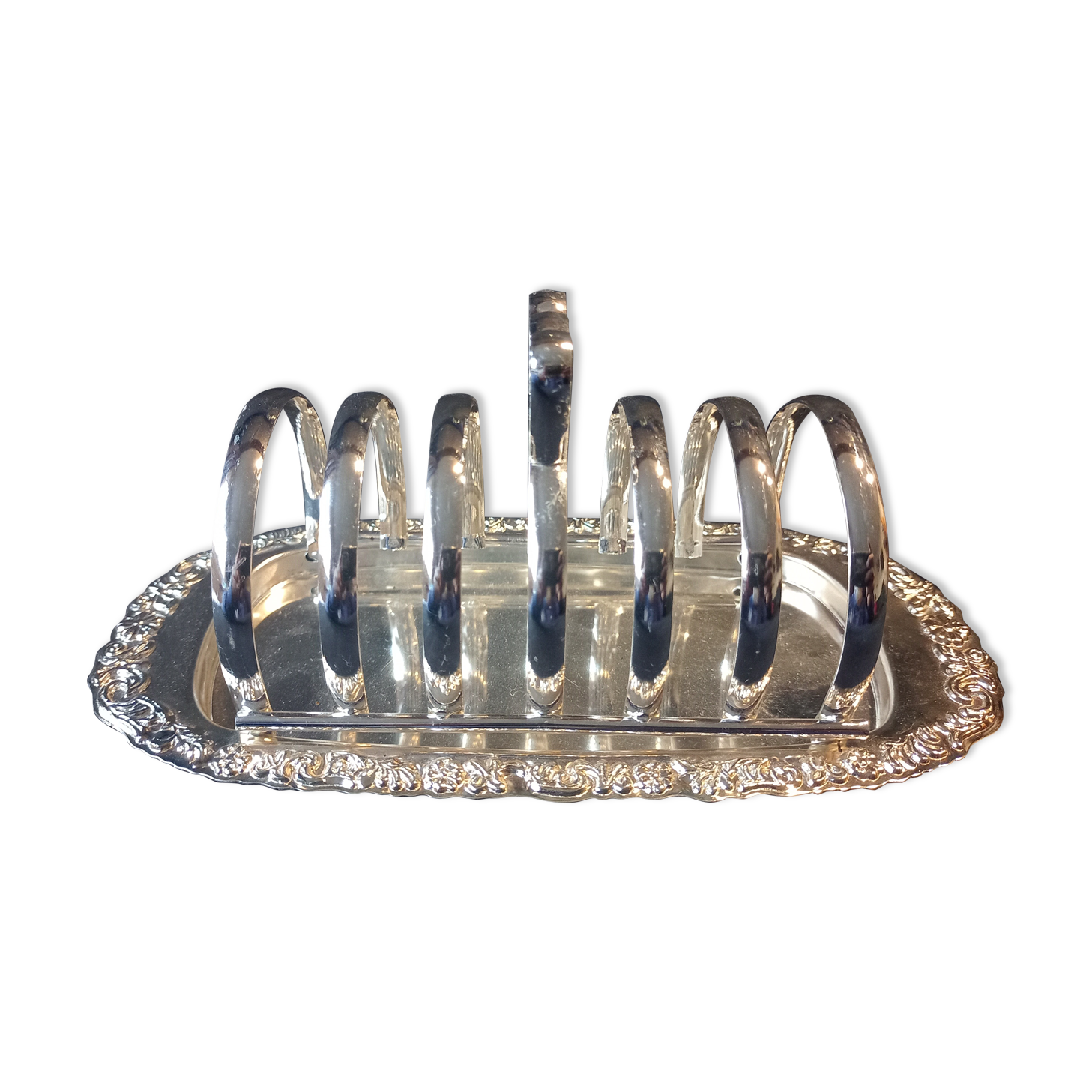 Silver metal toast holder