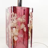 Large Italian lucite table lamp with flowers by Romeo Rega
