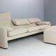 Vico Magistretti "Maralunga" 3-seater and footstool re-upholstered For Cassina