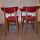 Set of 4 Vintage Chairs – 50s/60s Design – Red Faux Leather – Stackable