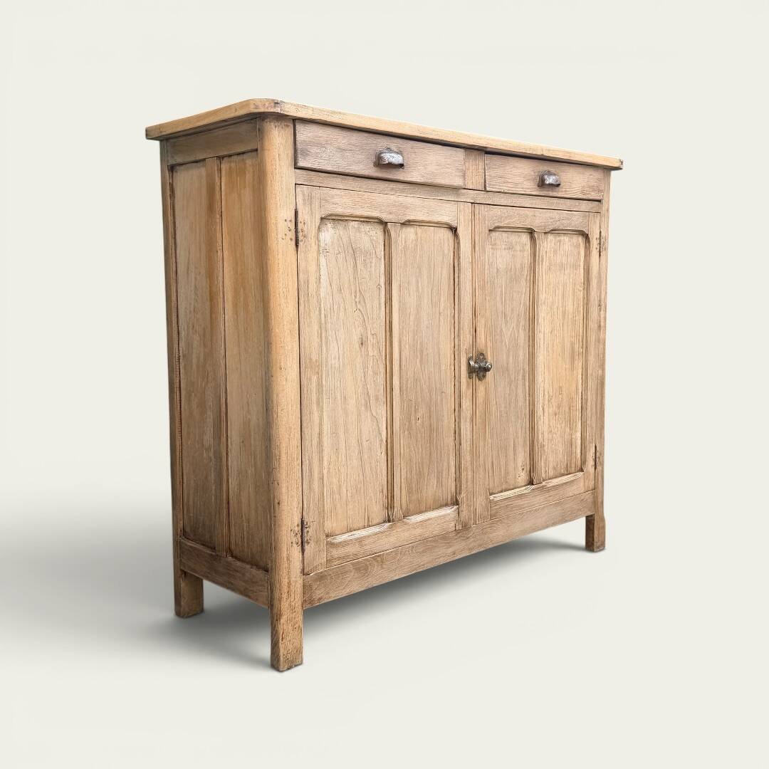 Antique patinated Parisian buffet with shell handles.
