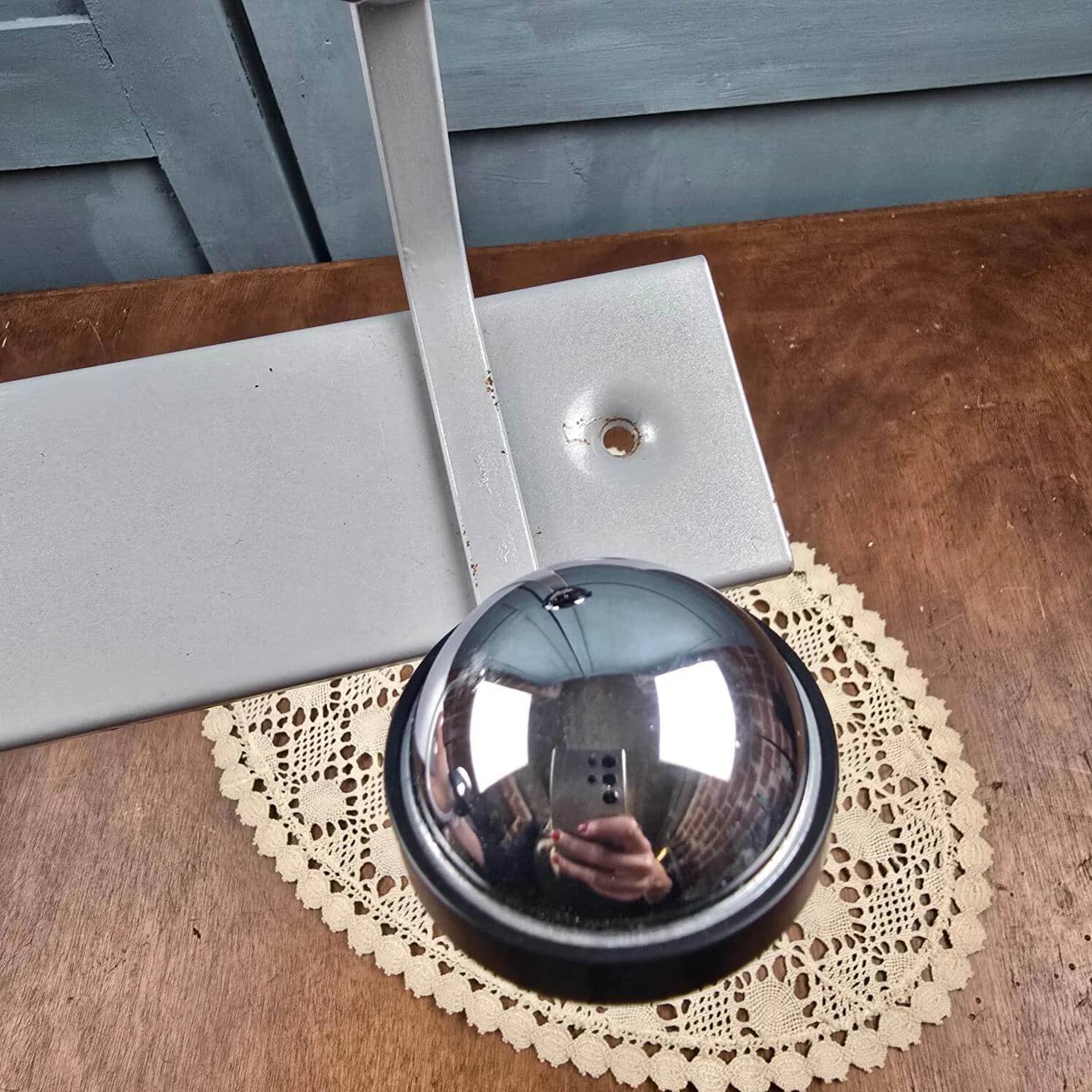 Grey Space Age wall coat rack with 4 chrome ball hooks vintage