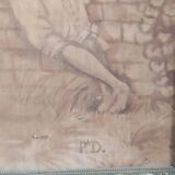 Old painter's canvas embedded in a 19th century gilded wood frame