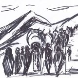 Painting or drawing in ink on paper 21 x 29.5 cm by Louis Alban Orientalist painter from Algiers.