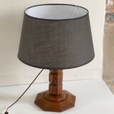 Art deco solid oak lamp