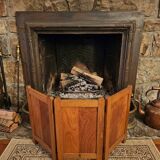 Old oak three-panel fire screen