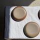 Set of 6 handmade ceramic deep plates in glazed beige D19.5 H4