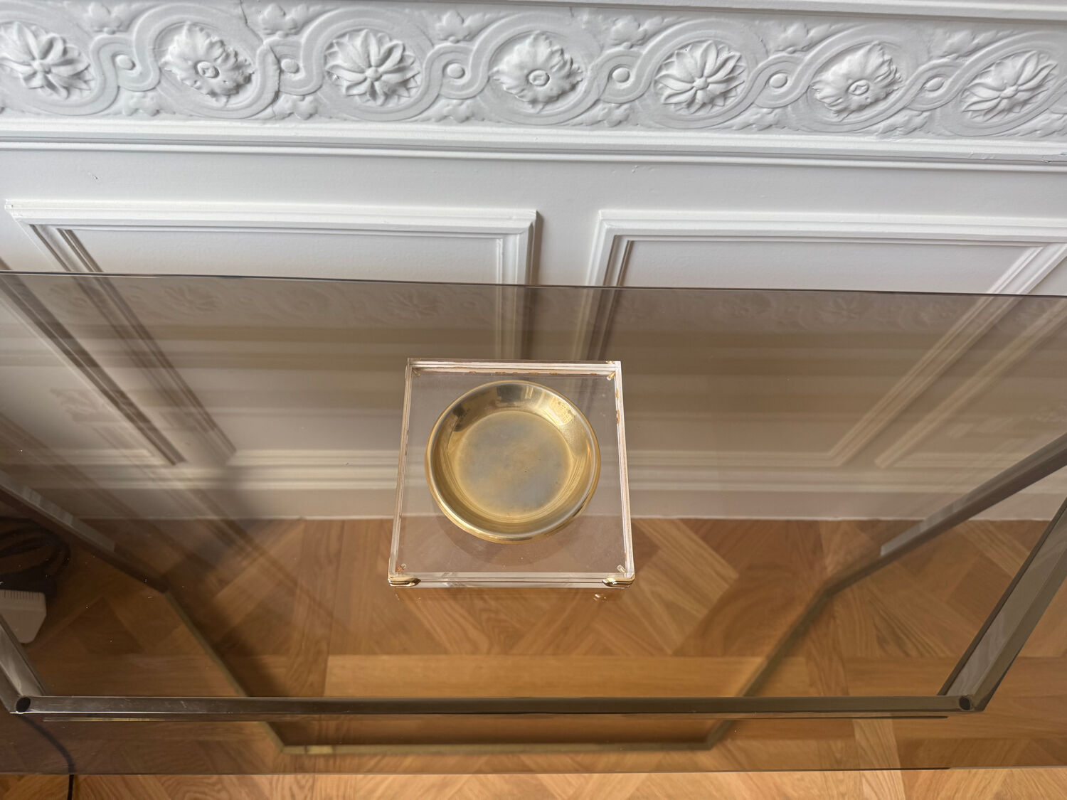 Plexiglass and gold metal empty pocket, 1980s