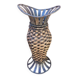 Wicker and metal vase