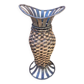 Wicker and metal vase