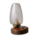 Vintage wooden table lamp with glass lampshade, 80s