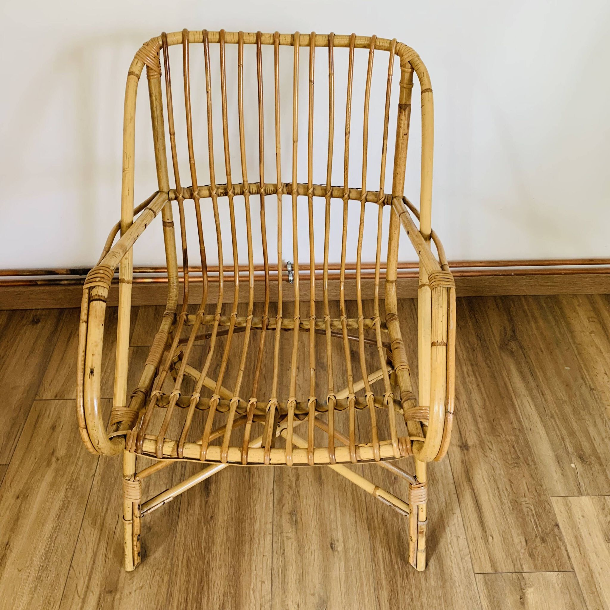 Fauteuil cubique en rotin