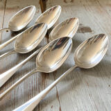Series of 6 large silver metal spoons