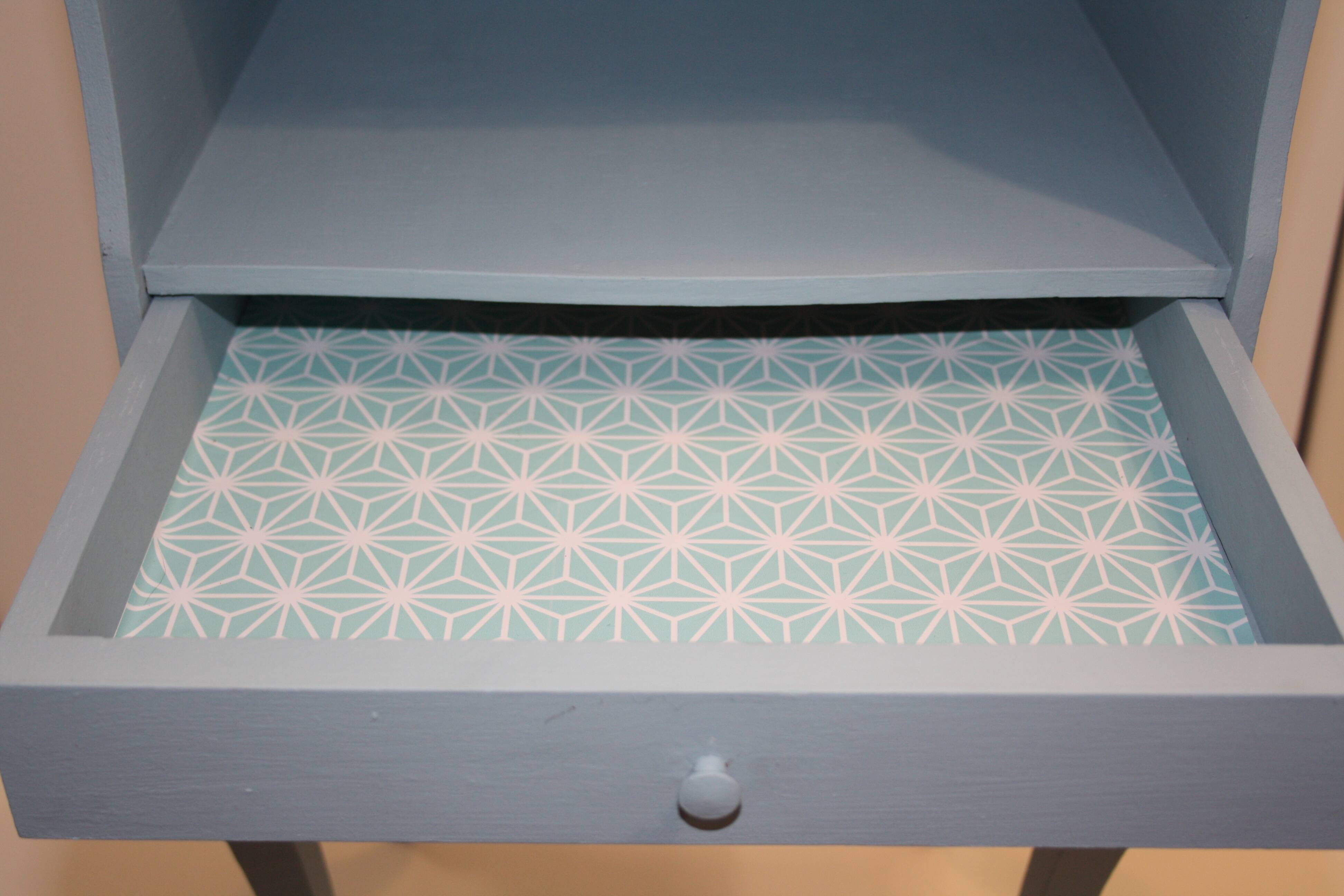 Classic blue bedside table with one drawer