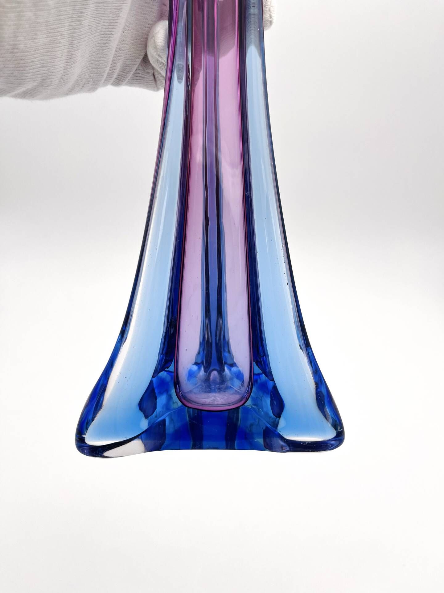 Large Sommerso Vase Murano Violet Blue 34cm
