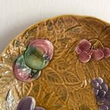 Large round Sarreguemines slip dish with fruit decoration
