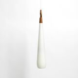 Rare Uno & Östen Kristiansson pendant lamp in opal glass and teak | Made by
