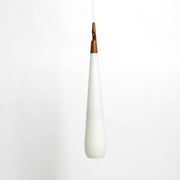 Rare Uno & Östen Kristiansson pendant lamp in opal glass and teak | Made by