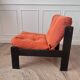 Fauteuil velours orange années 80