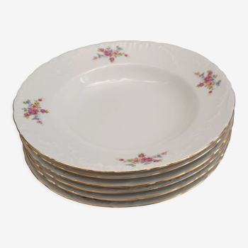 Six assiettes a soupe vintage en porcelaine fine