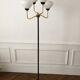 Modernist floor lamp with 4 lights in brass and opaline, Stilnovo style – Year 1960