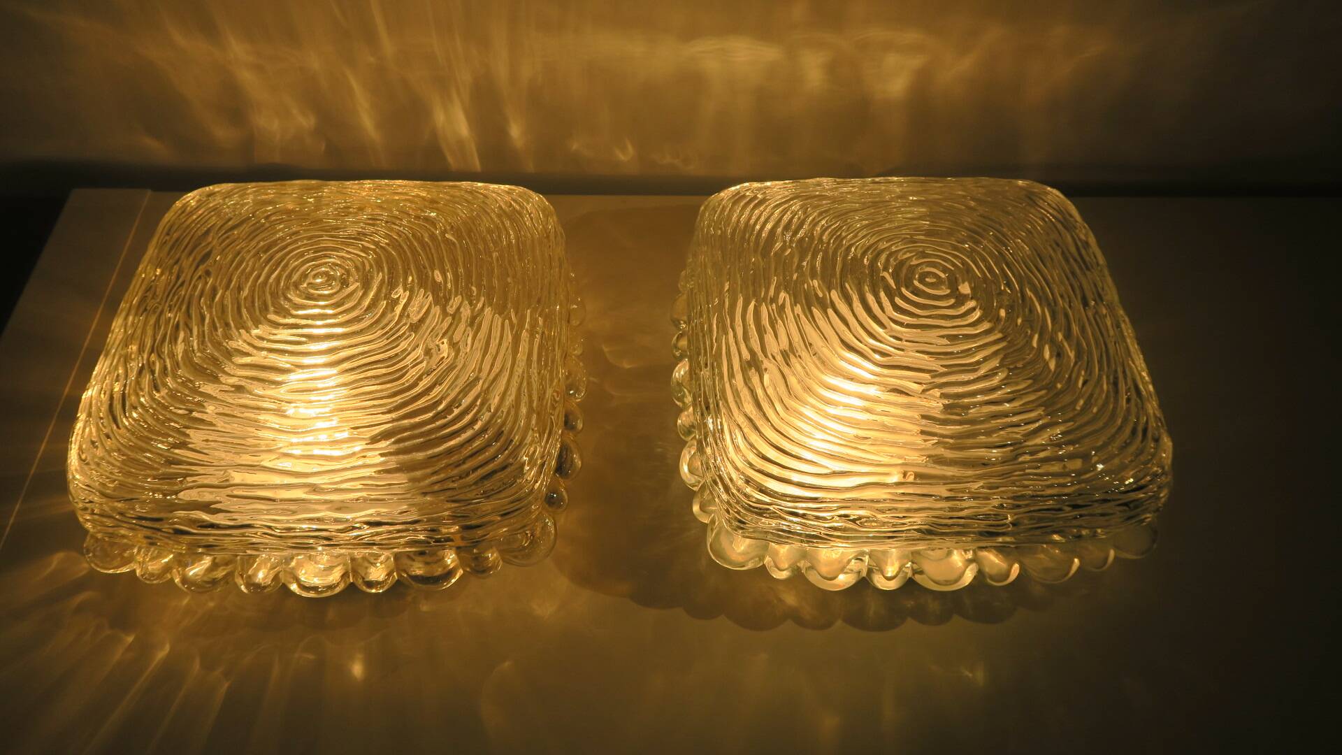 2 Glass ceiling lights, vintage, Germany