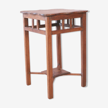 old Art Deco pedestal table in Burmese teak