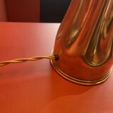 Brass shell socket lamp from the 1st WW, black pyramidal lampshade in Carlucci linen.