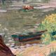 Tableau ancien, paysage, bord de rivière, années 50/60