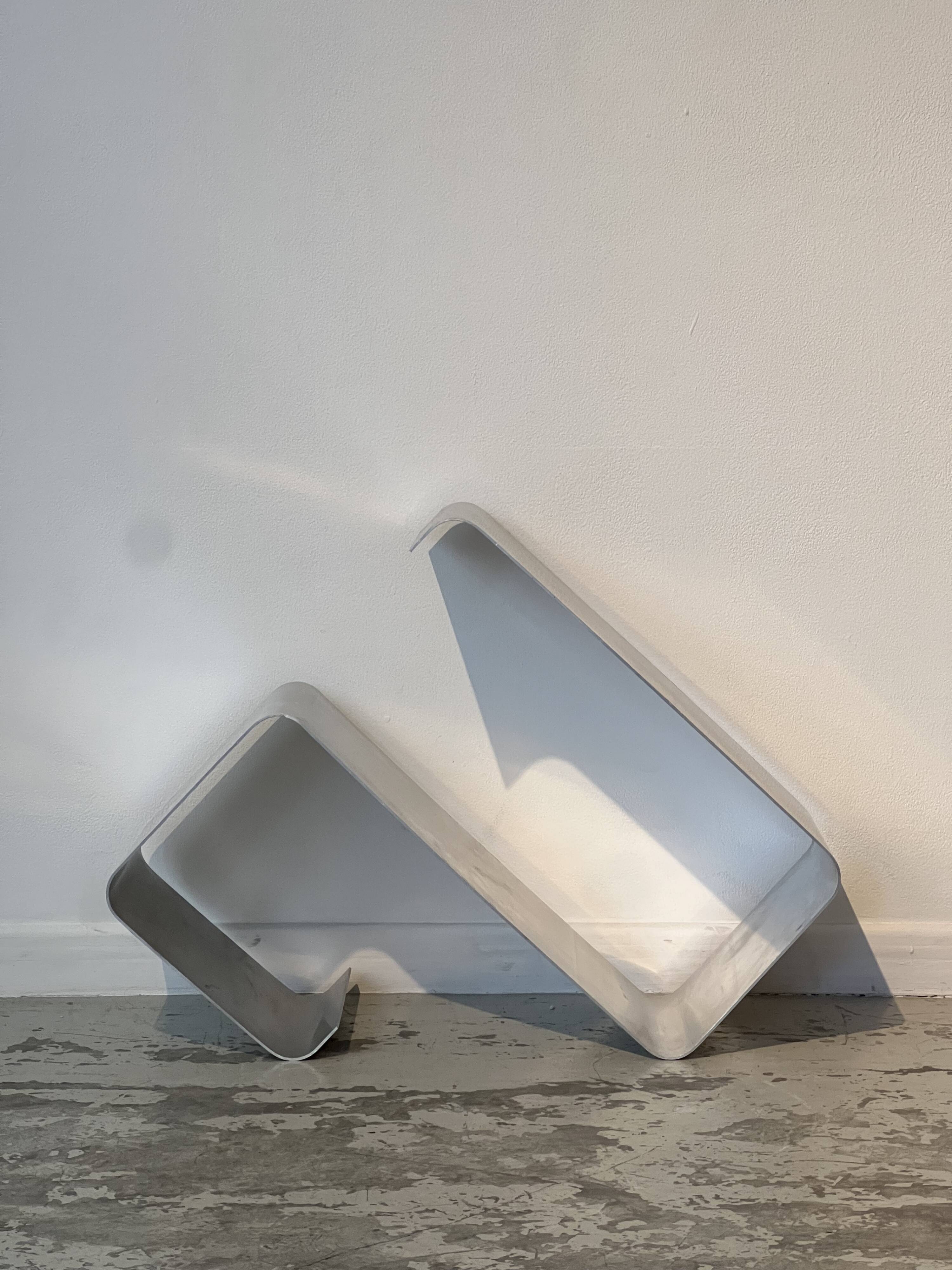 Ensemble d'étagères murales ZigZag par Joëlle Ferlande & François Monnet pour Kappa Uginox années 1970